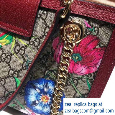 Gucci Padlock GG Flora Print Small Shoulder Bag 498156 Red