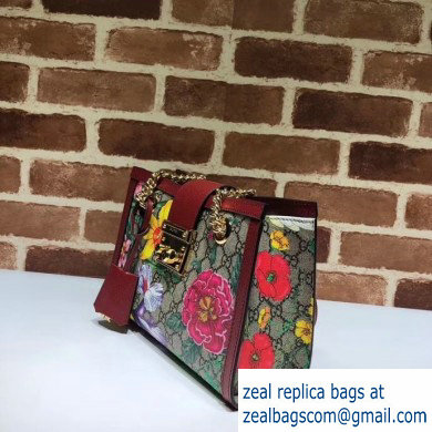 Gucci Padlock GG Flora Print Small Shoulder Bag 498156 Red