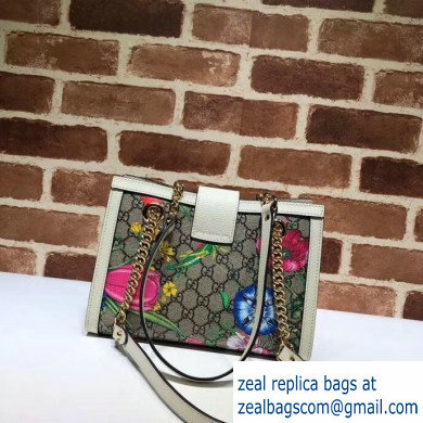 Gucci Padlock GG Flora Print Small Shoulder Bag 498156 White - Click Image to Close