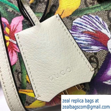 Gucci Padlock GG Flora Print Small Shoulder Bag 498156 White - Click Image to Close