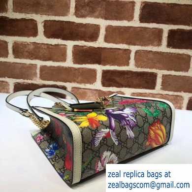 Gucci Padlock GG Flora Print Small Shoulder Bag 498156 White - Click Image to Close