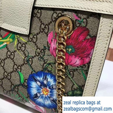 Gucci Padlock GG Flora Print Small Shoulder Bag 498156 White - Click Image to Close