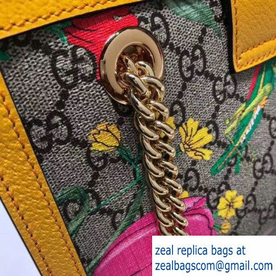 Gucci Padlock GG Flora Print Small Shoulder Bag 498156 Yellow - Click Image to Close