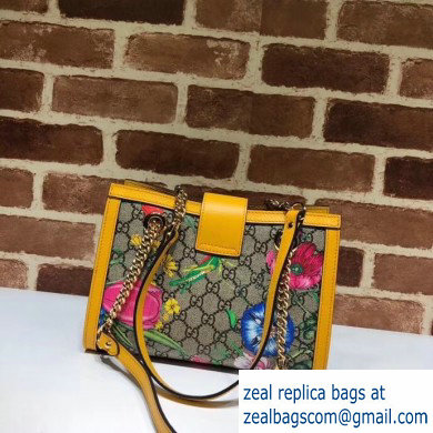 Gucci Padlock GG Flora Print Small Shoulder Bag 498156 Yellow - Click Image to Close