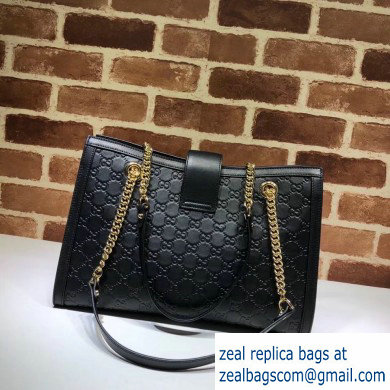 Gucci Padlock Signature Leather Medium Shoulder Bag 479197 Black - Click Image to Close