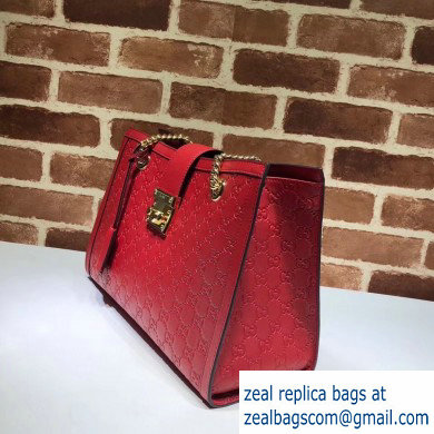 Gucci Padlock Signature Leather Medium Shoulder Bag 479197 Red - Click Image to Close