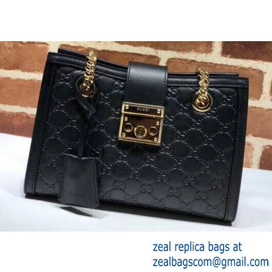 Gucci Padlock Signature Leather Small Shoulder Bag 498156 Black