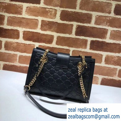 Gucci Padlock Signature Leather Small Shoulder Bag 498156 Black