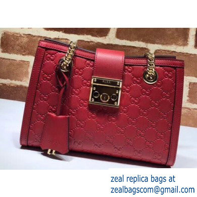 Gucci Padlock Signature Leather Small Shoulder Bag 498156 Red - Click Image to Close