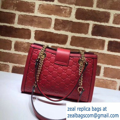 Gucci Padlock Signature Leather Small Shoulder Bag 498156 Red