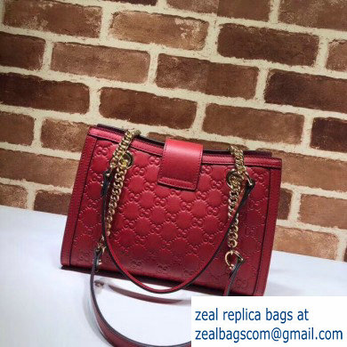 Gucci Padlock Signature Leather Small Shoulder Bag 498156 Red