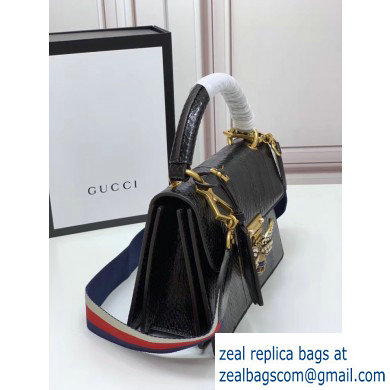 Gucci Queen Margaret Metal Bee Small Top Handle Bag 476541 Python Black - Click Image to Close