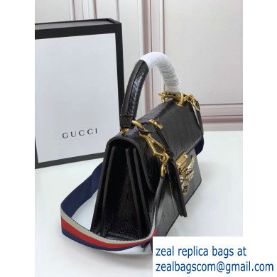 Gucci Queen Margaret Metal Bee Small Top Handle Bag 476541 Python Black