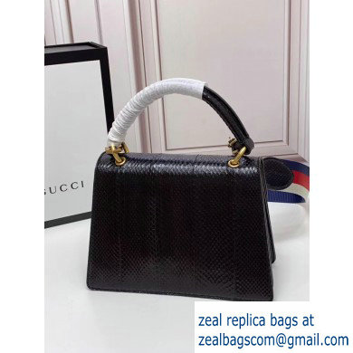 Gucci Queen Margaret Metal Bee Small Top Handle Bag 476541 Python Black