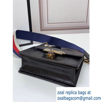 Gucci Queen Margaret Metal Bee Small Top Handle Bag 476541 Python Black
