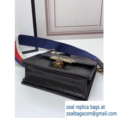 Gucci Queen Margaret Metal Bee Small Top Handle Bag 476541 Python Black - Click Image to Close