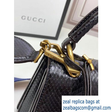 Gucci Queen Margaret Metal Bee Small Top Handle Bag 476541 Python Black - Click Image to Close