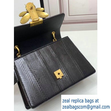 Gucci Queen Margaret Metal Bee Small Top Handle Bag 476541 Python Black