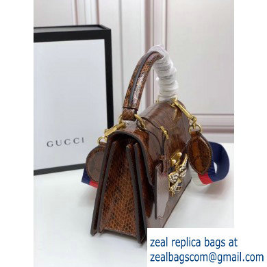 Gucci Queen Margaret Metal Bee Small Top Handle Bag 476541 Python Brown