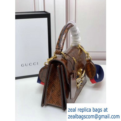 Gucci Queen Margaret Metal Bee Small Top Handle Bag 476541 Python Brown - Click Image to Close