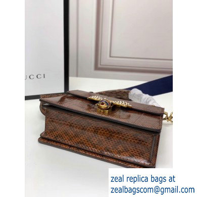 Gucci Queen Margaret Metal Bee Small Top Handle Bag 476541 Python Brown - Click Image to Close