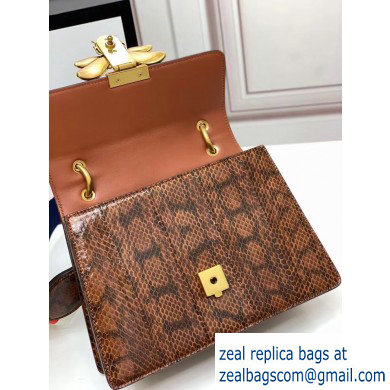 Gucci Queen Margaret Metal Bee Small Top Handle Bag 476541 Python Brown - Click Image to Close