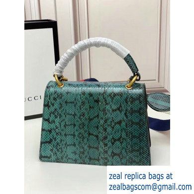 Gucci Queen Margaret Metal Bee Small Top Handle Bag 476541 Python Green - Click Image to Close