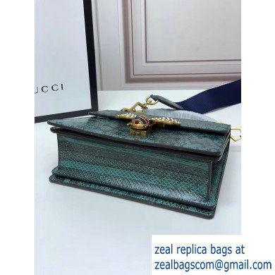 Gucci Queen Margaret Metal Bee Small Top Handle Bag 476541 Python Green - Click Image to Close