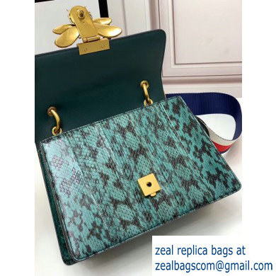 Gucci Queen Margaret Metal Bee Small Top Handle Bag 476541 Python Green - Click Image to Close