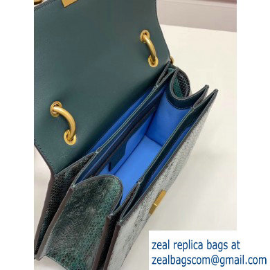 Gucci Queen Margaret Metal Bee Small Top Handle Bag 476541 Python Green