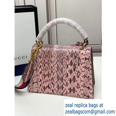 Gucci Queen Margaret Metal Bee Small Top Handle Bag 476541 Python Pink