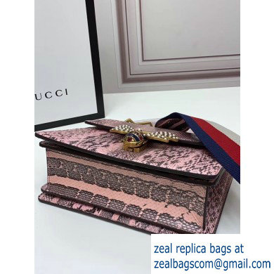 Gucci Queen Margaret Metal Bee Small Top Handle Bag 476541 Python Pink