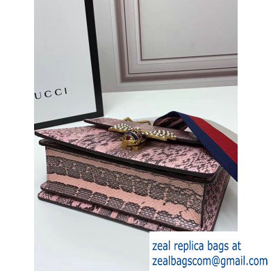 Gucci Queen Margaret Metal Bee Small Top Handle Bag 476541 Python Pink - Click Image to Close