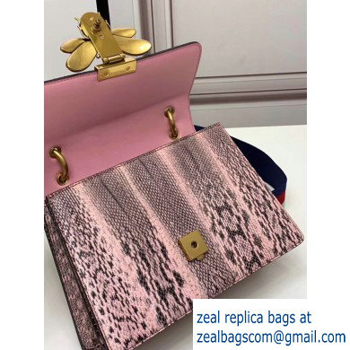 Gucci Queen Margaret Metal Bee Small Top Handle Bag 476541 Python Pink - Click Image to Close