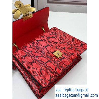Gucci Queen Margaret Metal Bee Small Top Handle Bag 476541 Python Red