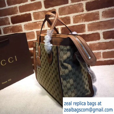 Gucci Ramble Layered GG Canvas Medium Tote Bag 370822 Brown