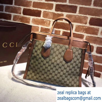 Gucci Ramble Layered GG Canvas Medium Tote Bag 370822 Brown