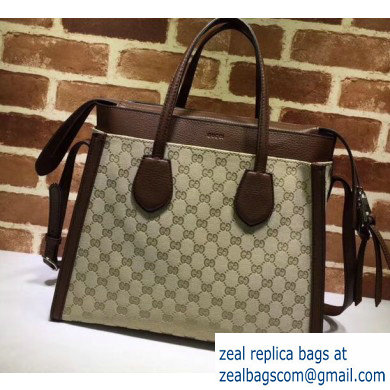 Gucci Ramble Layered GG Canvas Medium Tote Bag 370822 Coffee