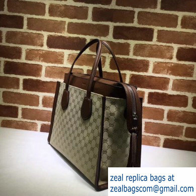 Gucci Ramble Layered GG Canvas Medium Tote Bag 370822 Coffee