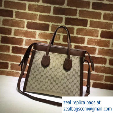 Gucci Ramble Layered GG Canvas Medium Tote Bag 370822 Coffee