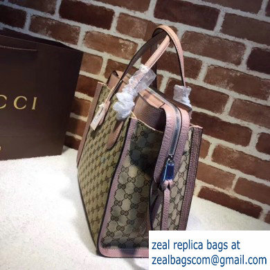 Gucci Ramble Layered GG Canvas Medium Tote Bag 370822 Nude Pink - Click Image to Close