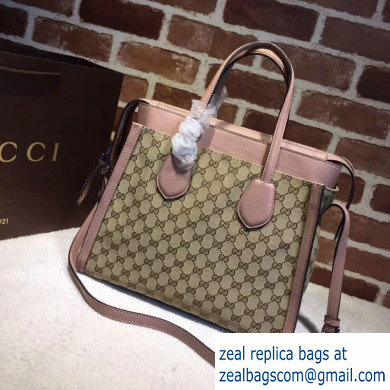 Gucci Ramble Layered GG Canvas Medium Tote Bag 370822 Nude Pink - Click Image to Close