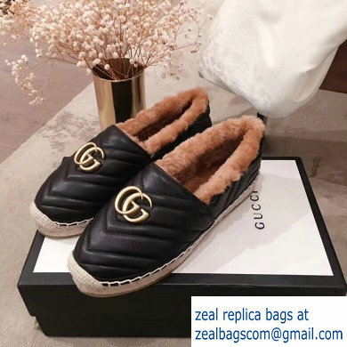 Gucci Shearling Espadrilles Black With Double G 2019