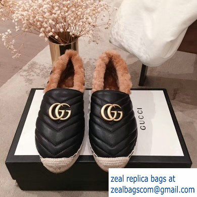 Gucci Shearling Espadrilles Black With Double G 2019