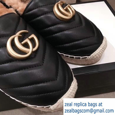 Gucci Shearling Espadrilles Black With Double G 2019 - Click Image to Close