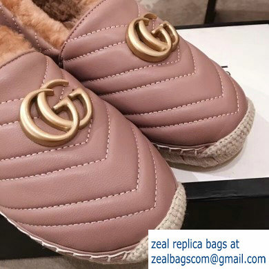 Gucci Shearling Espadrilles Nude Pink With Double G 2019