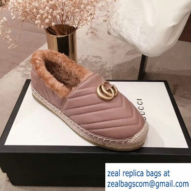 Gucci Shearling Espadrilles Nude Pink With Double G 2019 - Click Image to Close