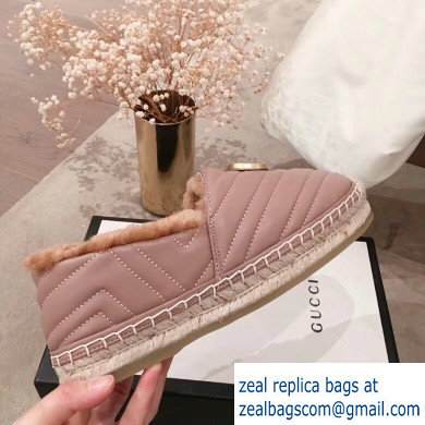 Gucci Shearling Espadrilles Nude Pink With Double G 2019