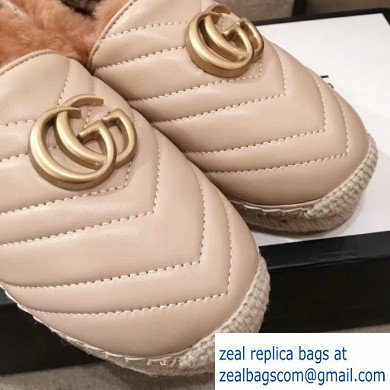 Gucci Shearling Espadrilles Nude With Double G 2019 - Click Image to Close