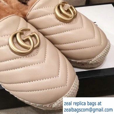 Gucci Shearling Espadrilles Nude With Double G 2019